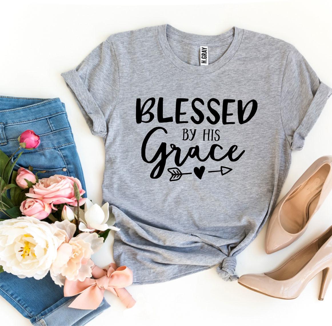 Blessed By His Grace T-shirt made from premium ring spun cotton, featuring a vibrant flex print design.