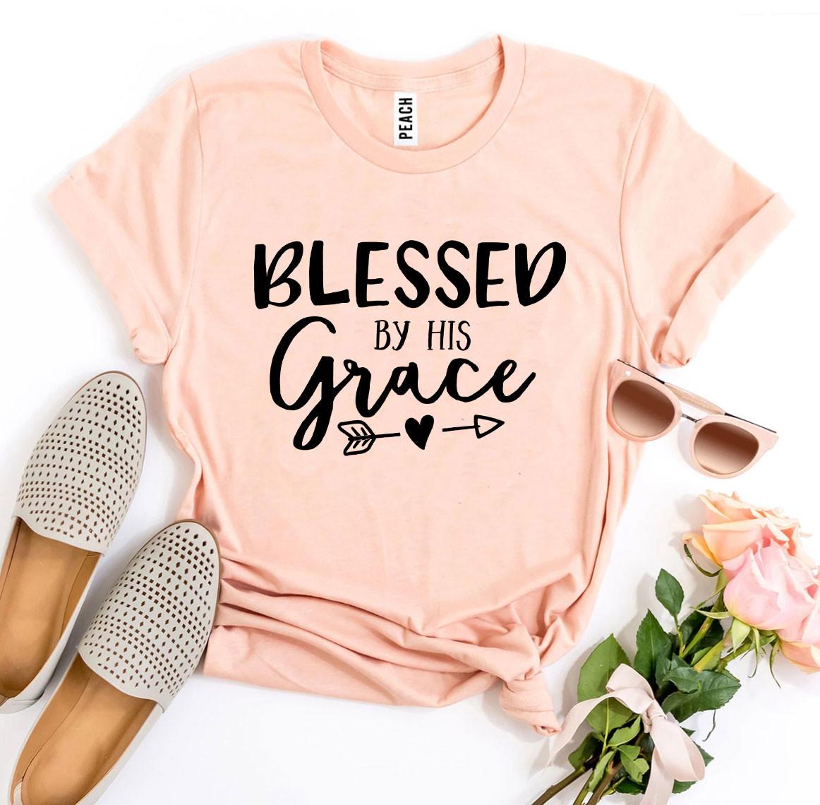 Blessed By His Grace T-shirt made from premium ring spun cotton, featuring a vibrant flex print design.