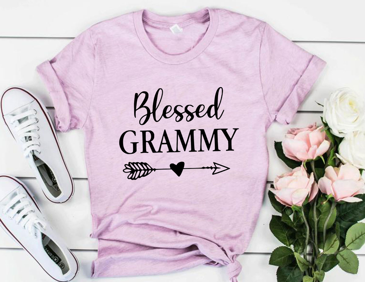 A stylish Blessed Grammy Shirt in various colors, showcasing its comfortable fabric and modern design.