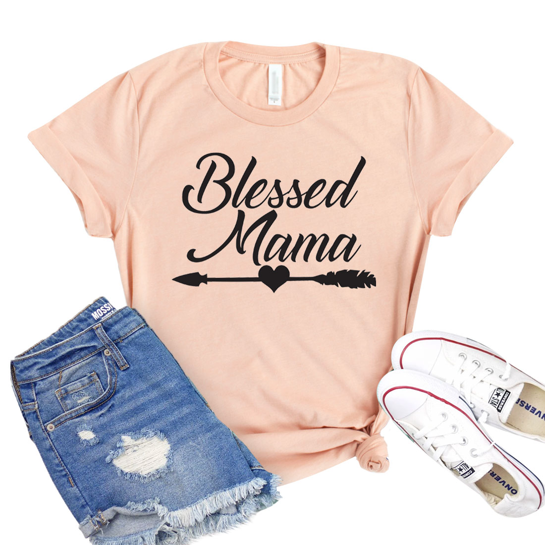 Blessed Mama T-shirt in various sizes, showcasing its soft fabric and unisex design.