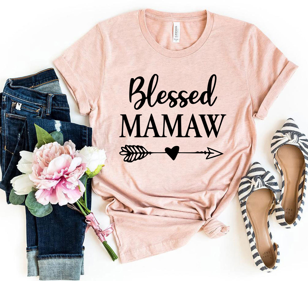 A stylish Blessed Mamaw Shirt in various colors, showcasing its comfortable fabric and modern design.