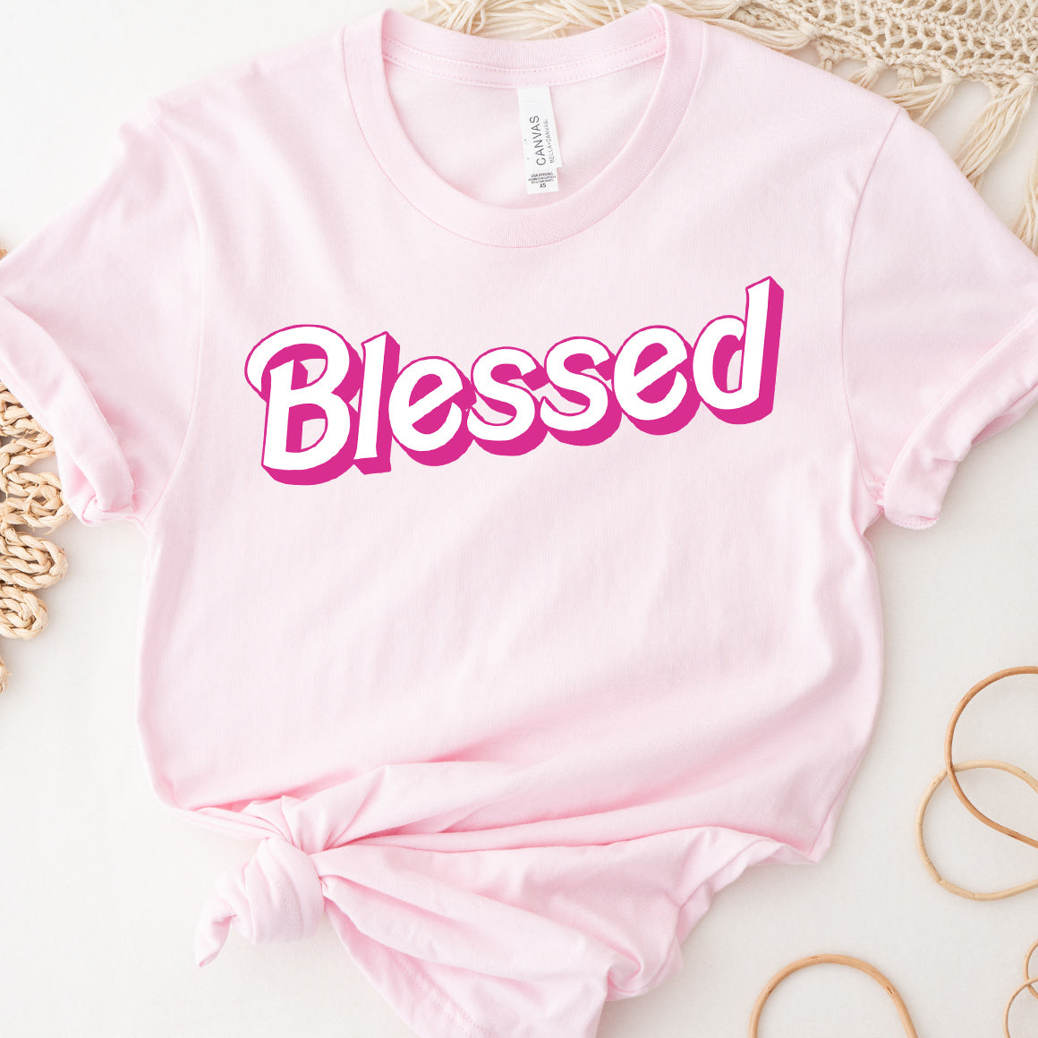 A stylish unisex Blessed Tee t-shirt in a comfortable fit, showcasing its soft fabric and vibrant design.