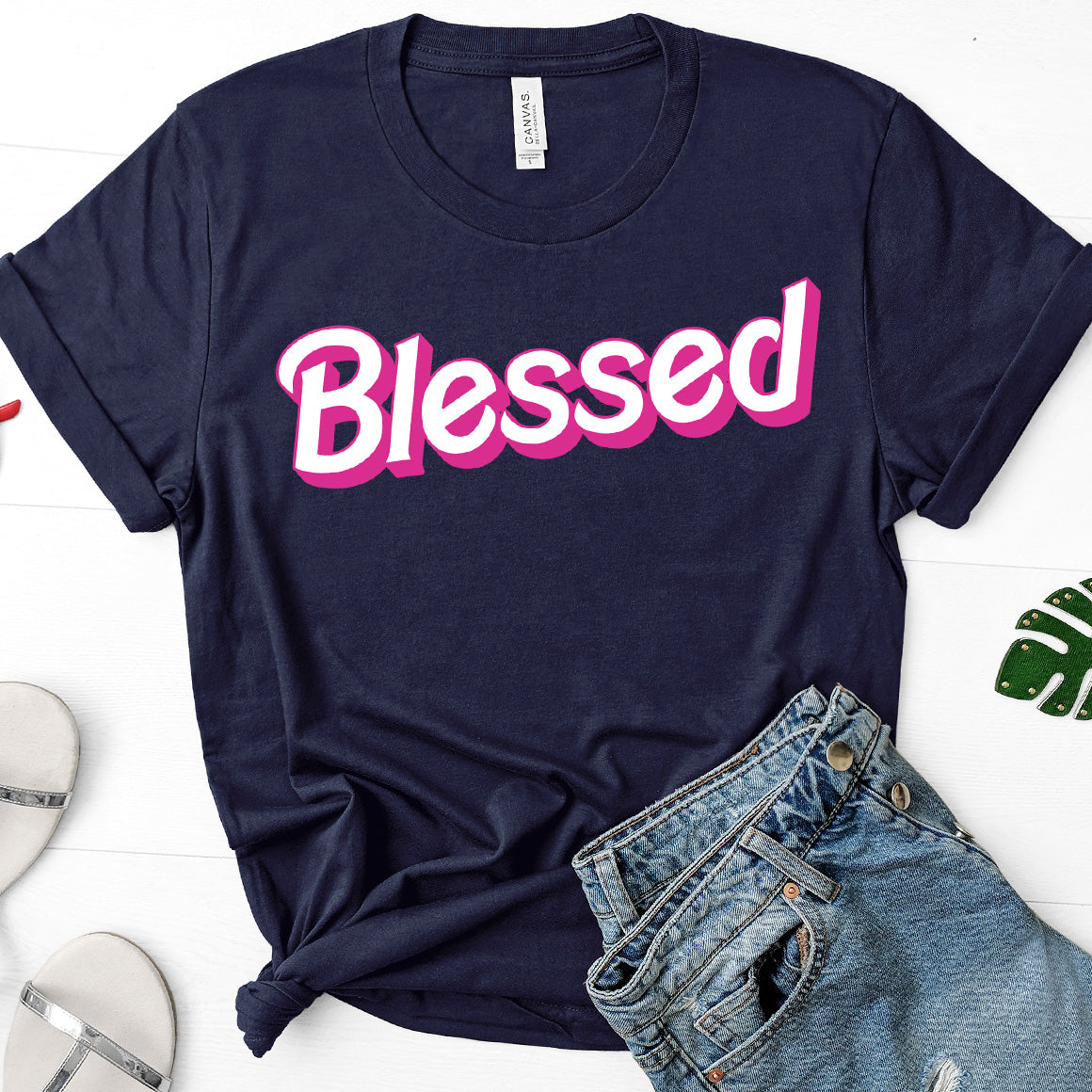 A stylish unisex Blessed Tee t-shirt in a comfortable fit, showcasing its soft fabric and vibrant design.