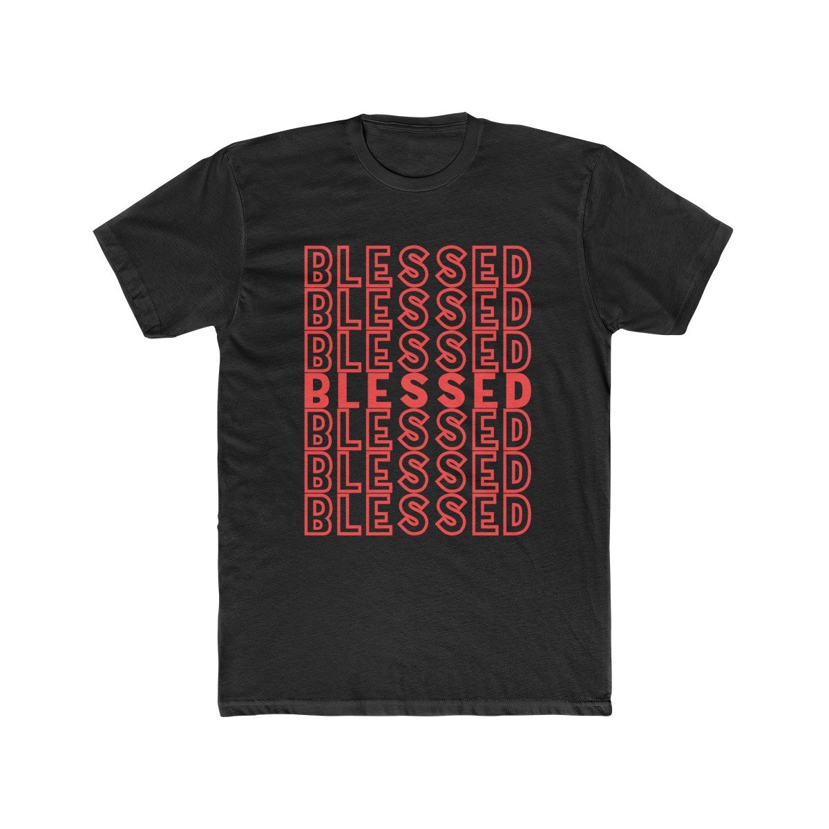 A stylish Blessed Tee Shirt made from 100% preshrunk cotton, featuring a classic fit and a comfortable collar.