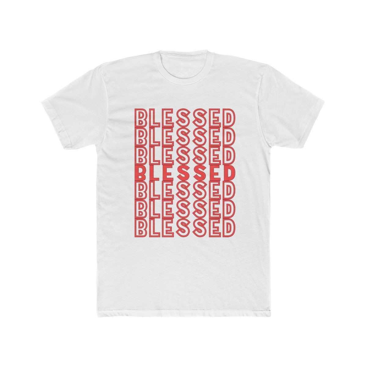 A stylish Blessed Tee Shirt made from 100% preshrunk cotton, featuring a classic fit and a comfortable collar.