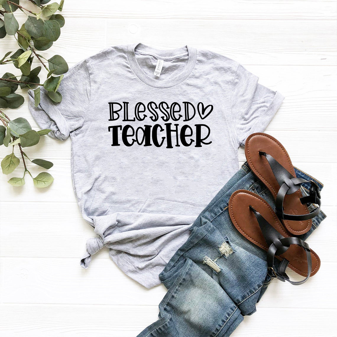 A comfortable unisex Blessed Teacher Shirt made from ring spun cotton, available in multiple colors and sizes.