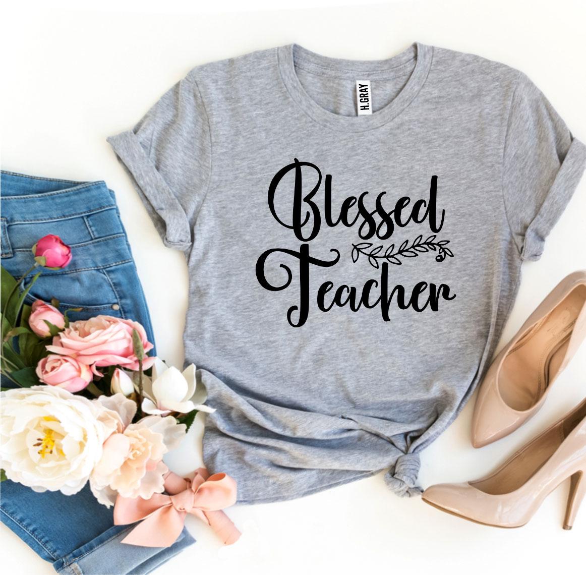 A soft and stylish Blessed Teacher T-shirt made from premium ring spun cotton, featuring a high-quality flex print design.