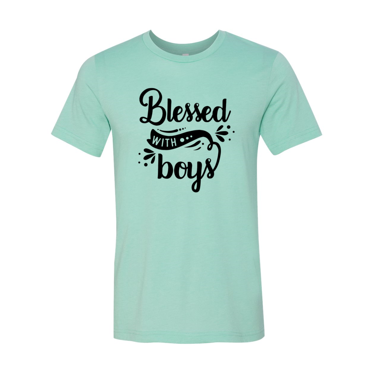 A unisex Blessed With Boys Shirt made from soft ring spun cotton, available in multiple colors and sizes, featuring a classic crew neck and short sleeves.