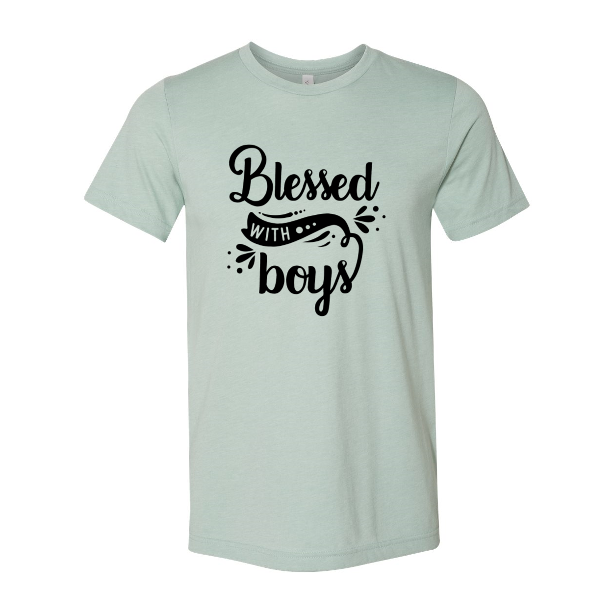 A unisex Blessed With Boys Shirt made from soft ring spun cotton, available in multiple colors and sizes, featuring a classic crew neck and short sleeves.