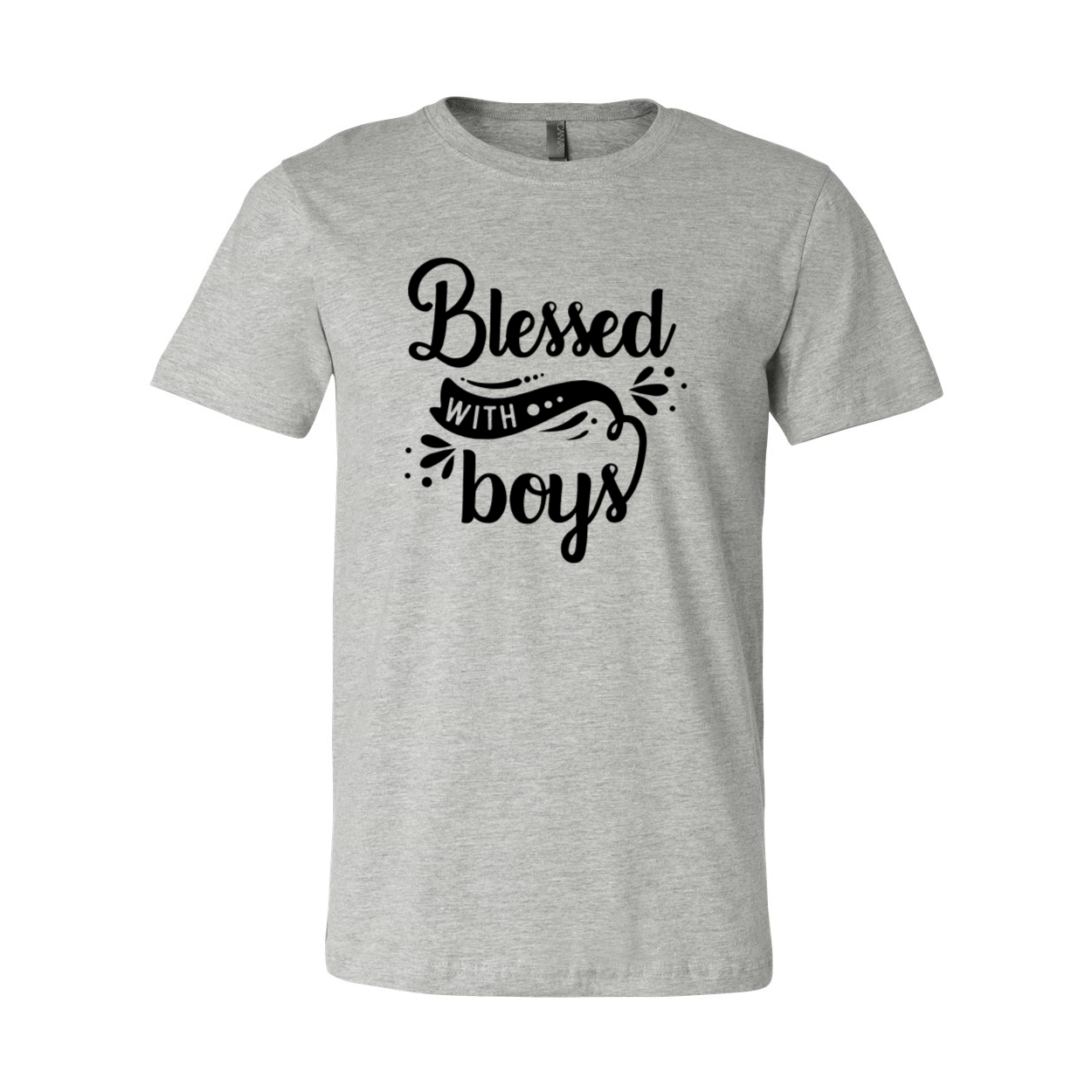 A unisex Blessed With Boys Shirt made from soft ring spun cotton, available in multiple colors and sizes, featuring a classic crew neck and short sleeves.