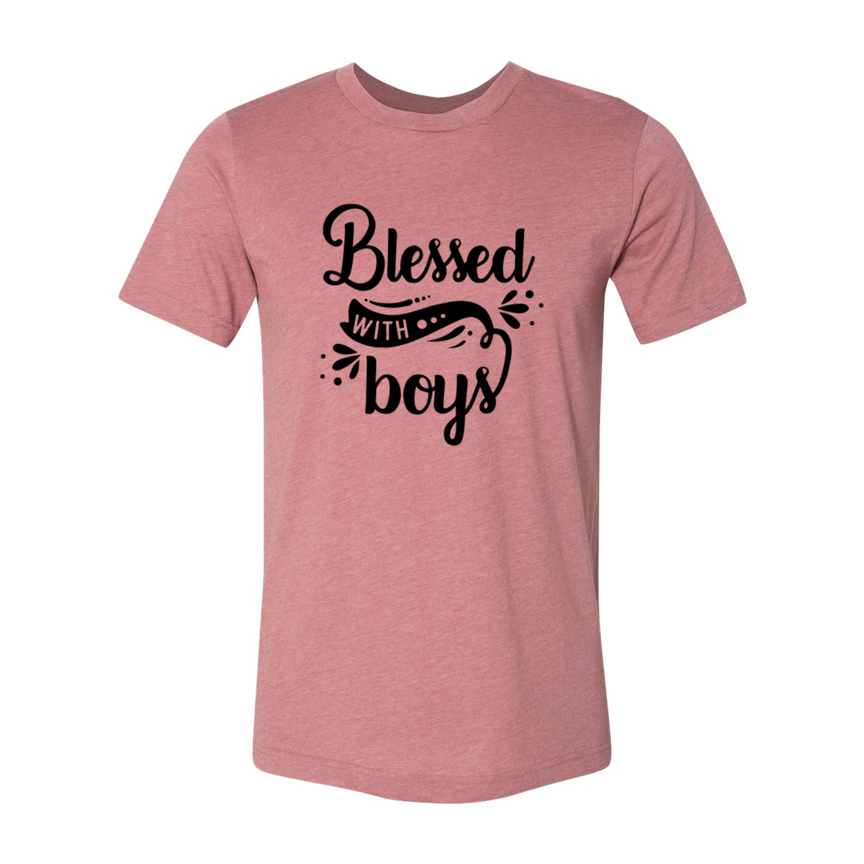 A unisex Blessed With Boys Shirt made from soft ring spun cotton, available in multiple colors and sizes, featuring a classic crew neck and short sleeves.