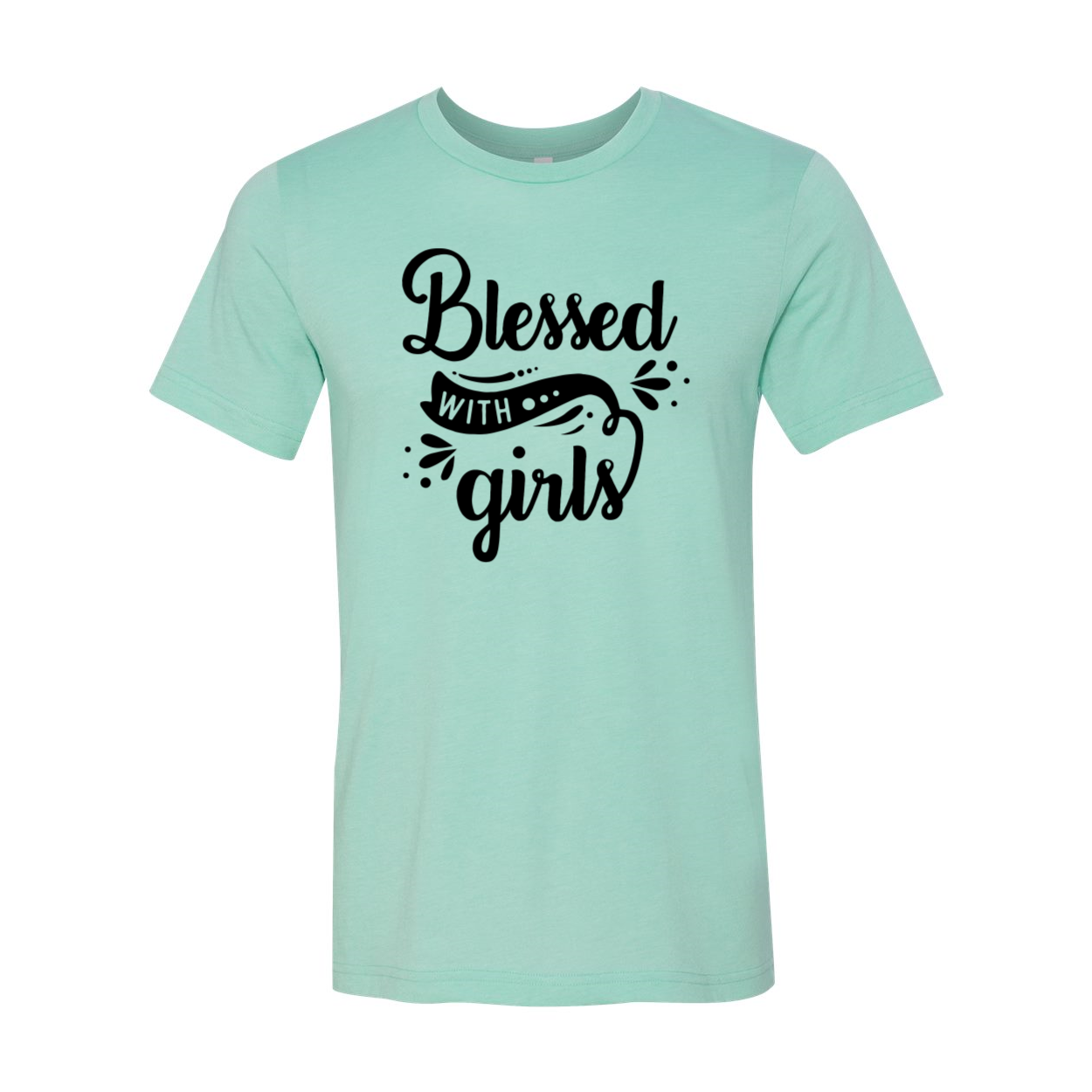 A unisex Blessed With Girls Shirt made from soft ring spun cotton, available in multiple colors and sizes.