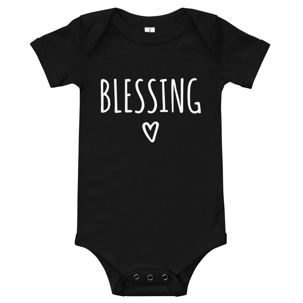 A cute Blessing Baby Onesie in various colors, showcasing its comfortable fabric and innovative three-snap closure.