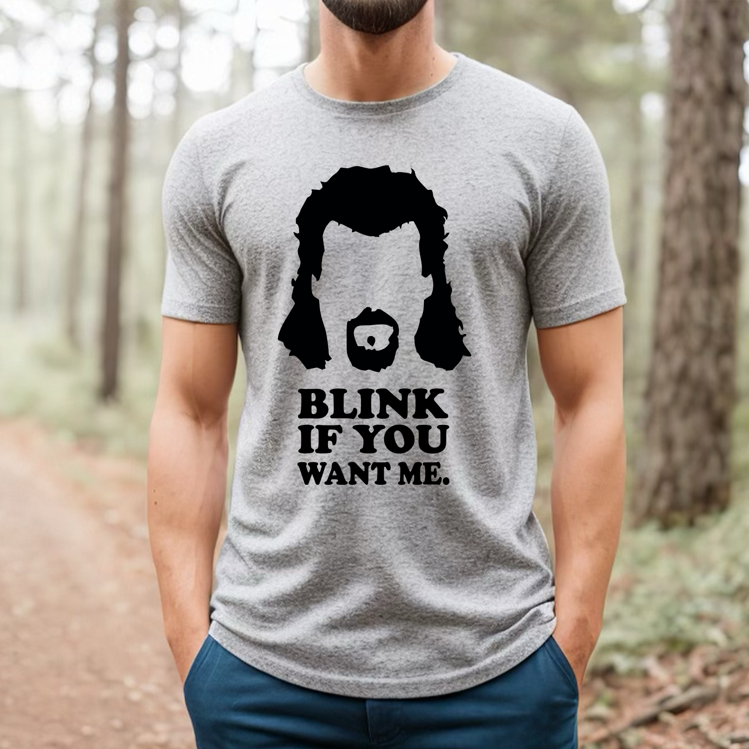 Blink If You Want Me Unisex T-shirt featuring vibrant graphic design and comfortable fabric.