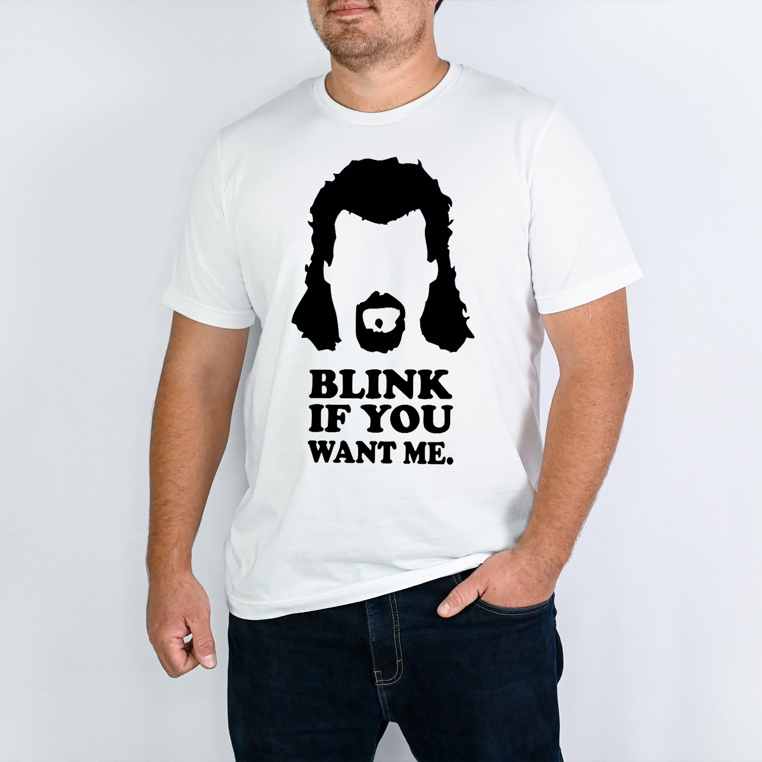 Blink If You Want Me Unisex T-shirt featuring vibrant graphic design and comfortable fabric.