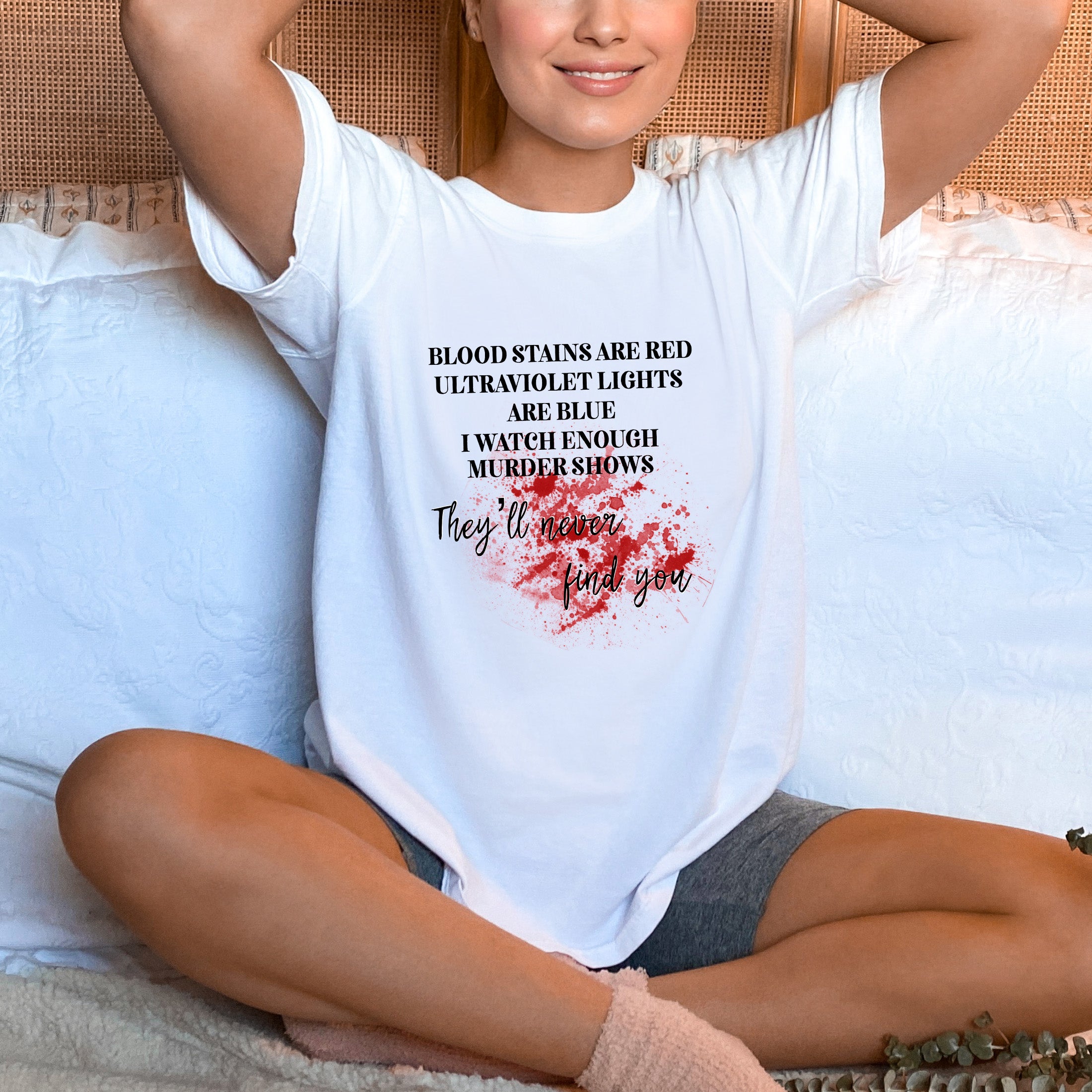 Bloodstains Are Red Unisex T-shirt featuring a unique bloodstains design, perfect for casual wear.