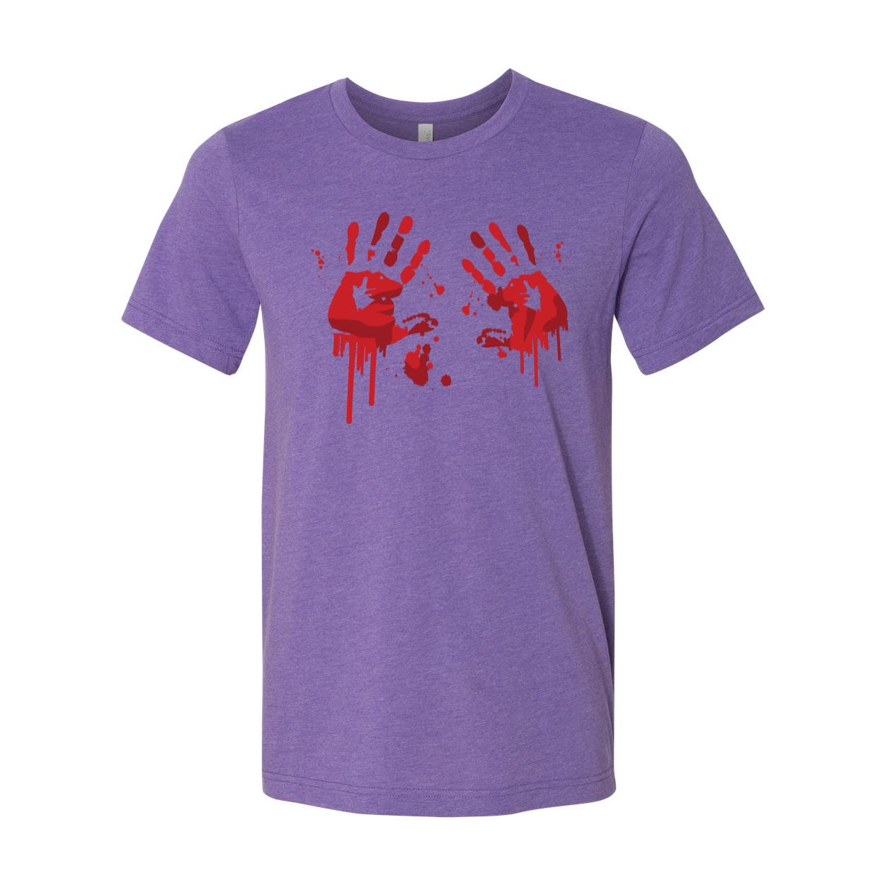 A unisex Bloody Hand Prints T-shirt featuring a unique bloody hand design on a soft cotton fabric.