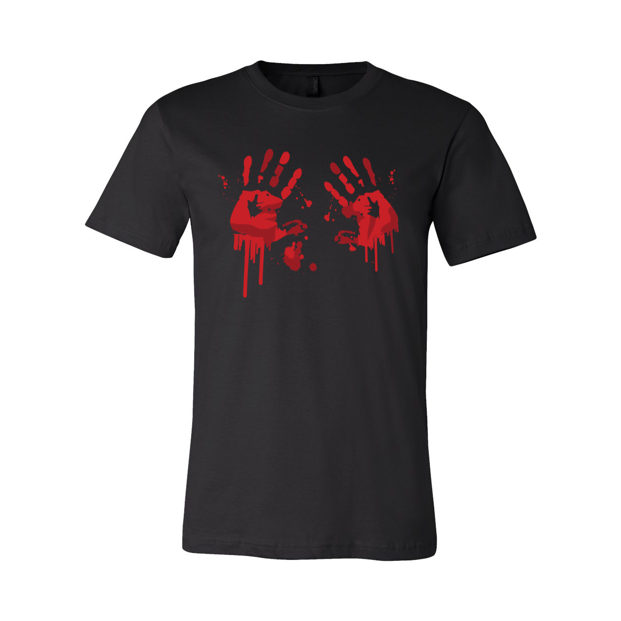 A unisex Bloody Hand Prints T-shirt featuring a unique bloody hand design on a soft cotton fabric.