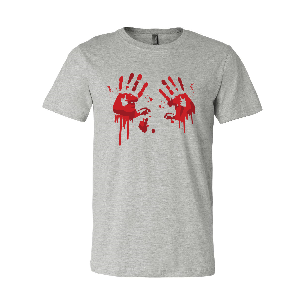 A unisex Bloody Hand Prints T-shirt featuring a unique bloody hand design on a soft cotton fabric.