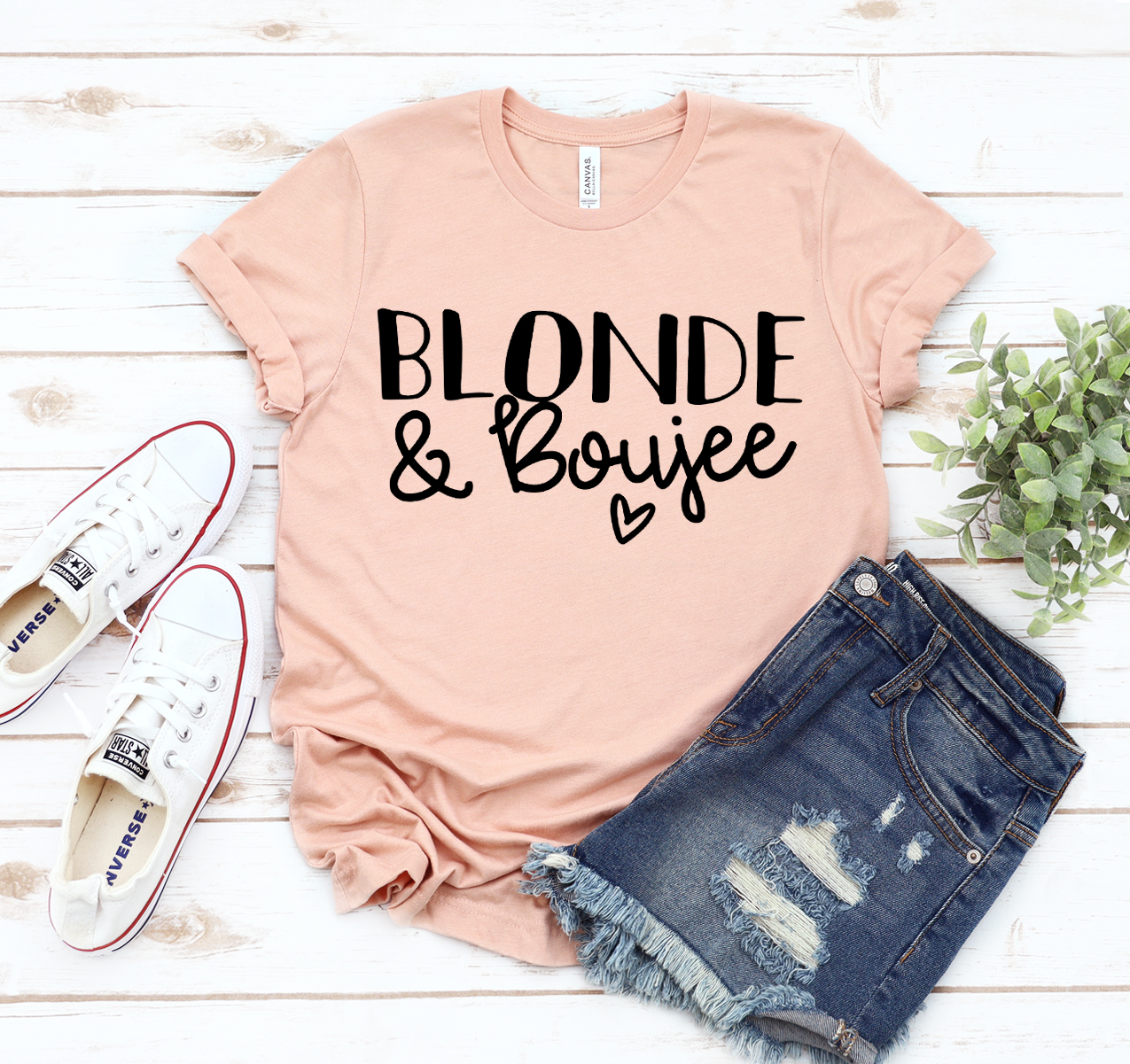 Blonde & Boujee T-shirt displayed on a mannequin, showcasing its unisex design and soft fabric.