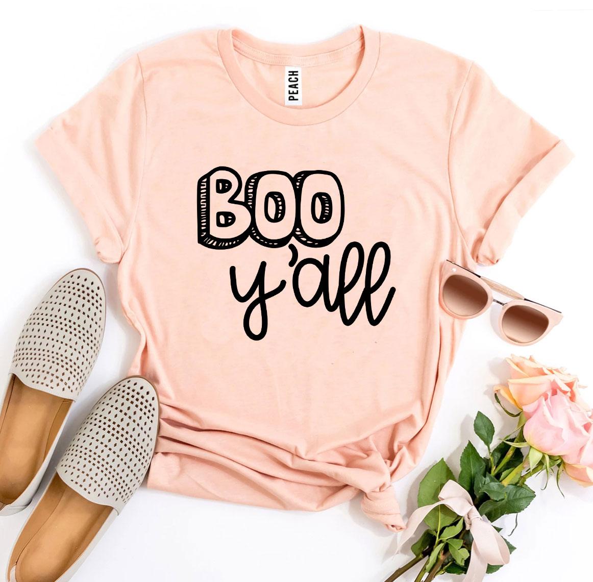 Boo Y’all T-shirt made of premium ring spun cotton with a soft textile flex print design.