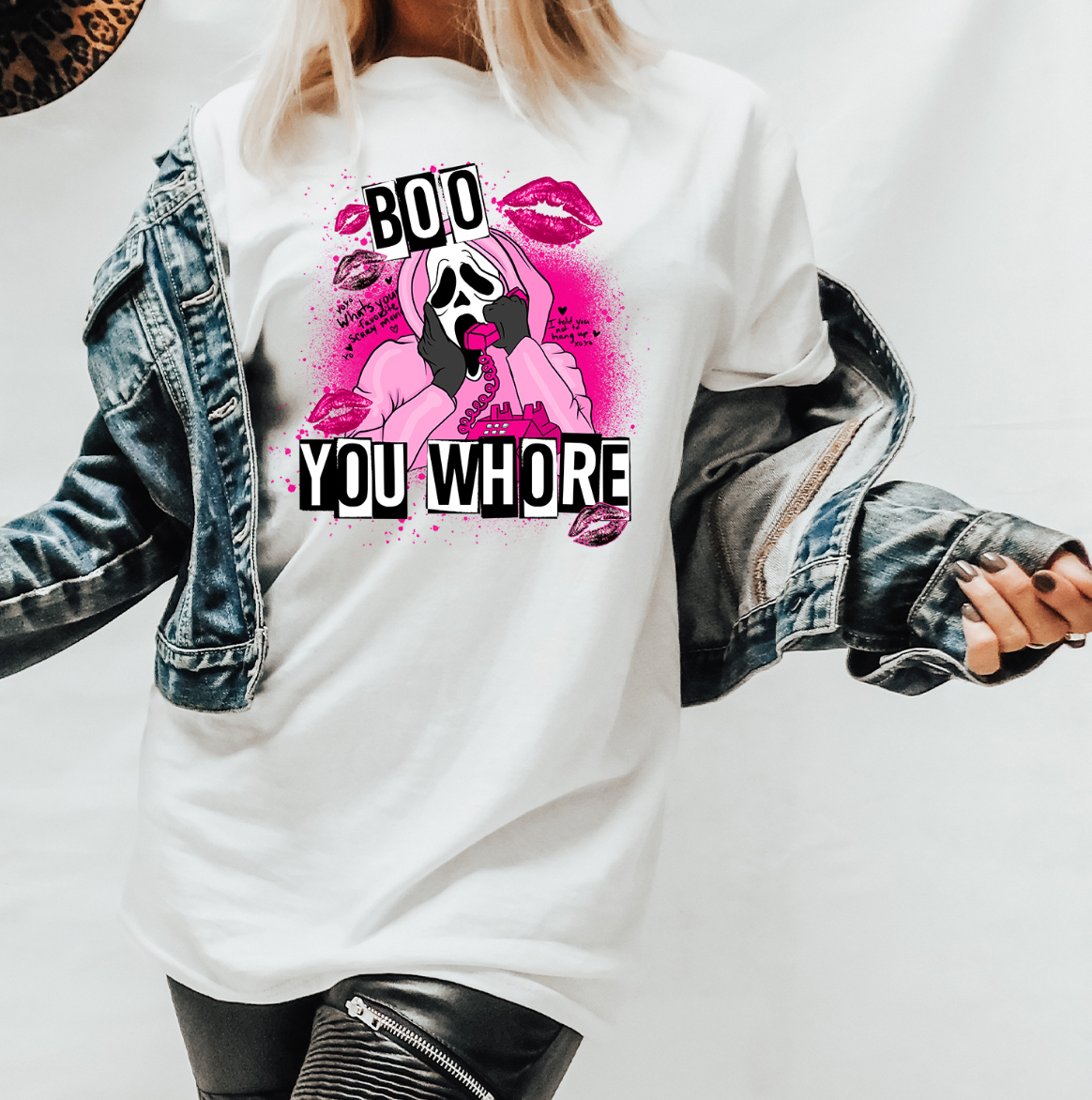 Boo You Whore Unisex T-shirt featuring a bold graphic design, perfect for casual wear.