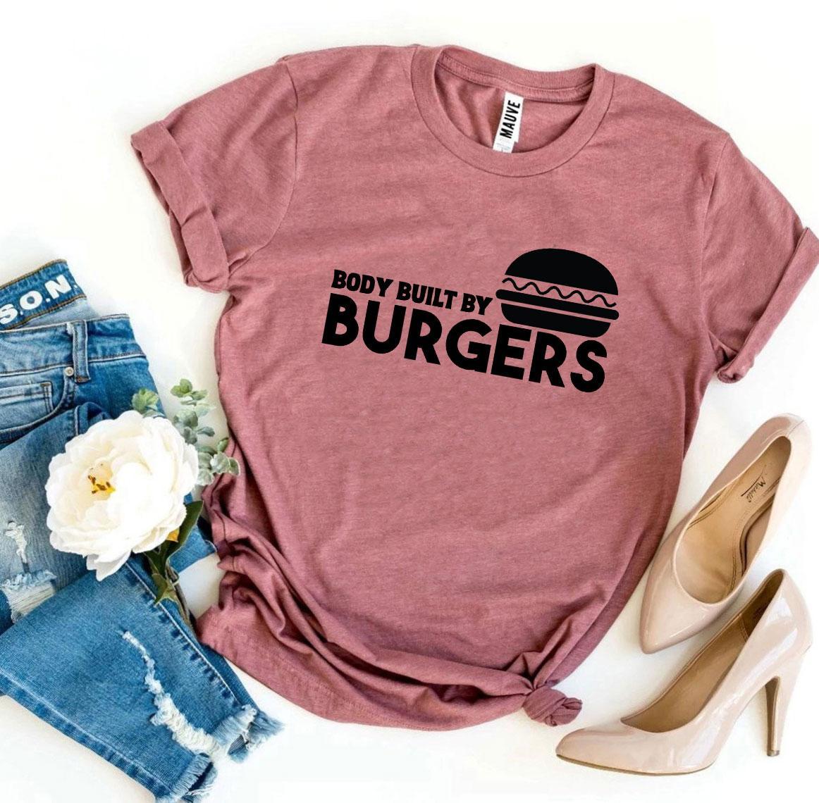 Body Built By Burgers T-shirt made of premium ring spun cotton with a stylish burger-themed design.