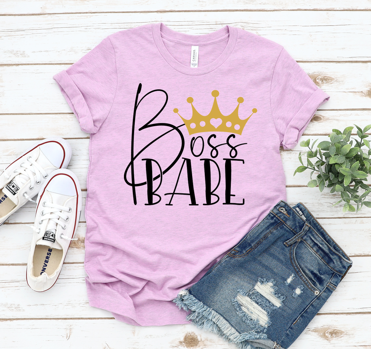 A stylish Boss Babe T-shirt made from soft airlume cotton, featuring a classic unisex design suitable for all body types.