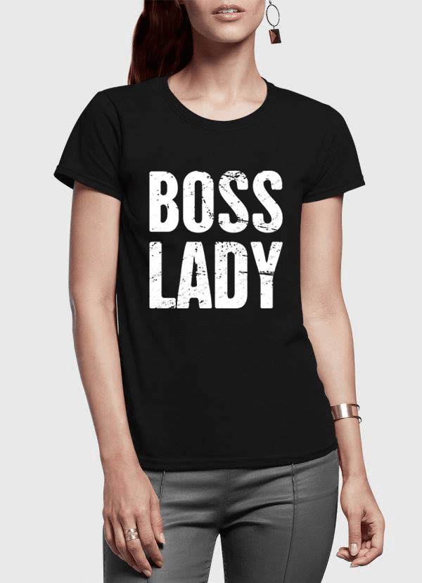 A stylish Boss Lady Half Sleeves Women T-shirt in various colors, showcasing its soft cotton fabric and elegant half sleeve design.