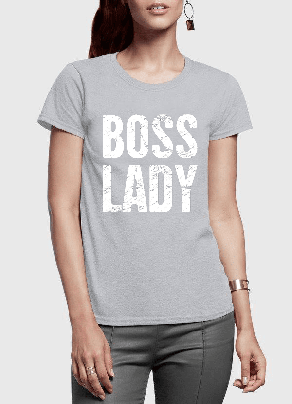 A stylish Boss Lady Half Sleeves Women T-shirt in various colors, showcasing its soft cotton fabric and elegant half sleeve design.