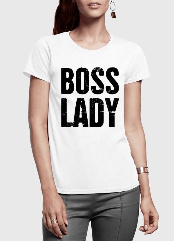 A stylish Boss Lady Half Sleeves Women T-shirt in various colors, showcasing its soft cotton fabric and elegant half sleeve design.