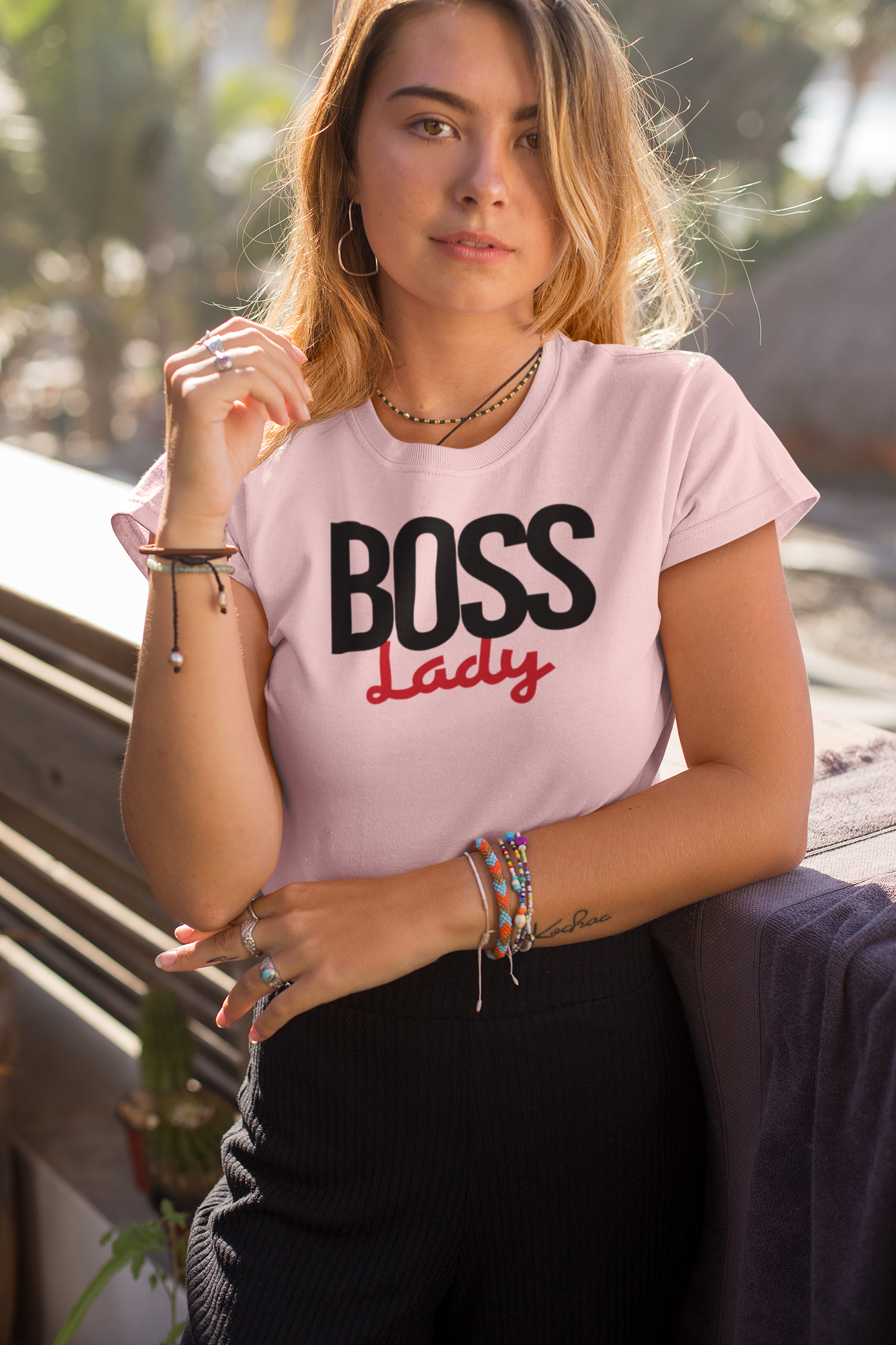 Boss Lady Women T-shirt made from soft ringspun cotton, featuring unique artistic designs, perfect for casual wear.