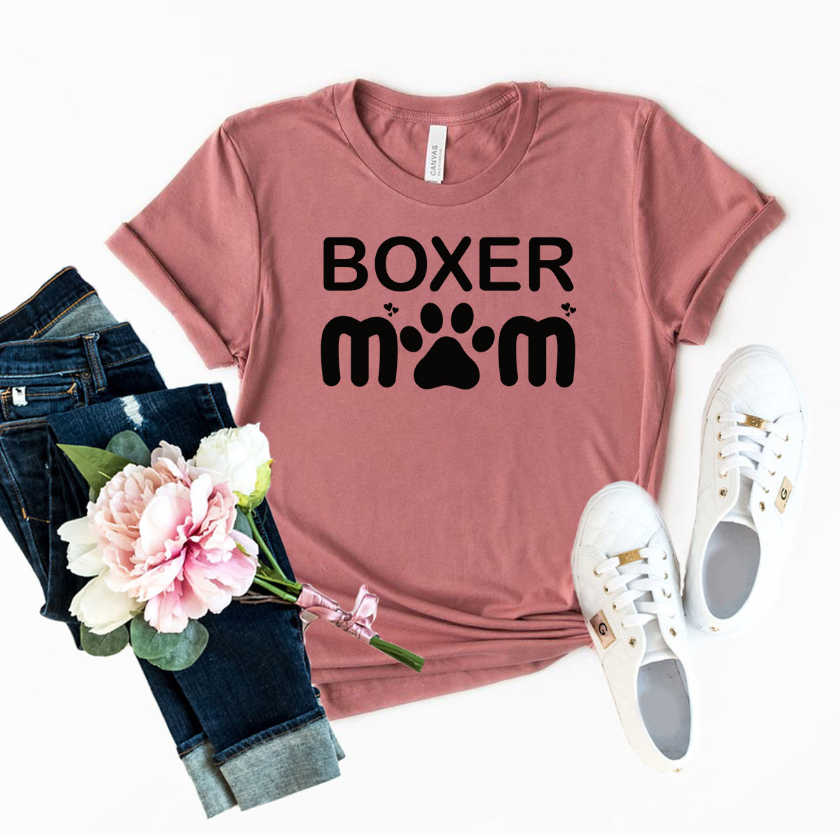 A stylish unisex Boxer Mom Shirt made from soft ring spun cotton, available in multiple colors and sizes.