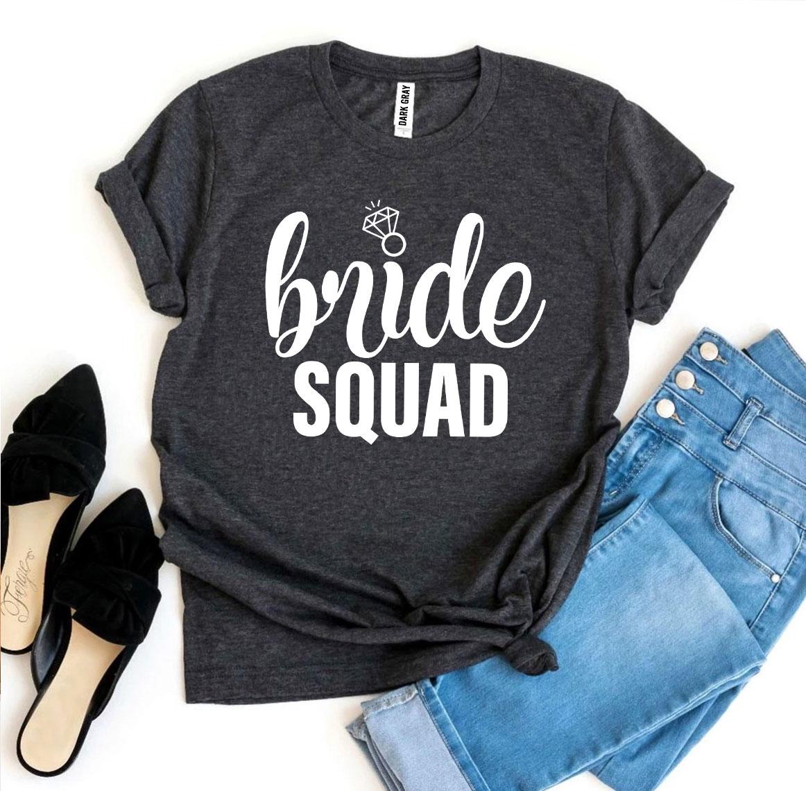 Bride Squad T-shirt made of premium quality cotton, featuring a stylish design perfect for bridal parties.