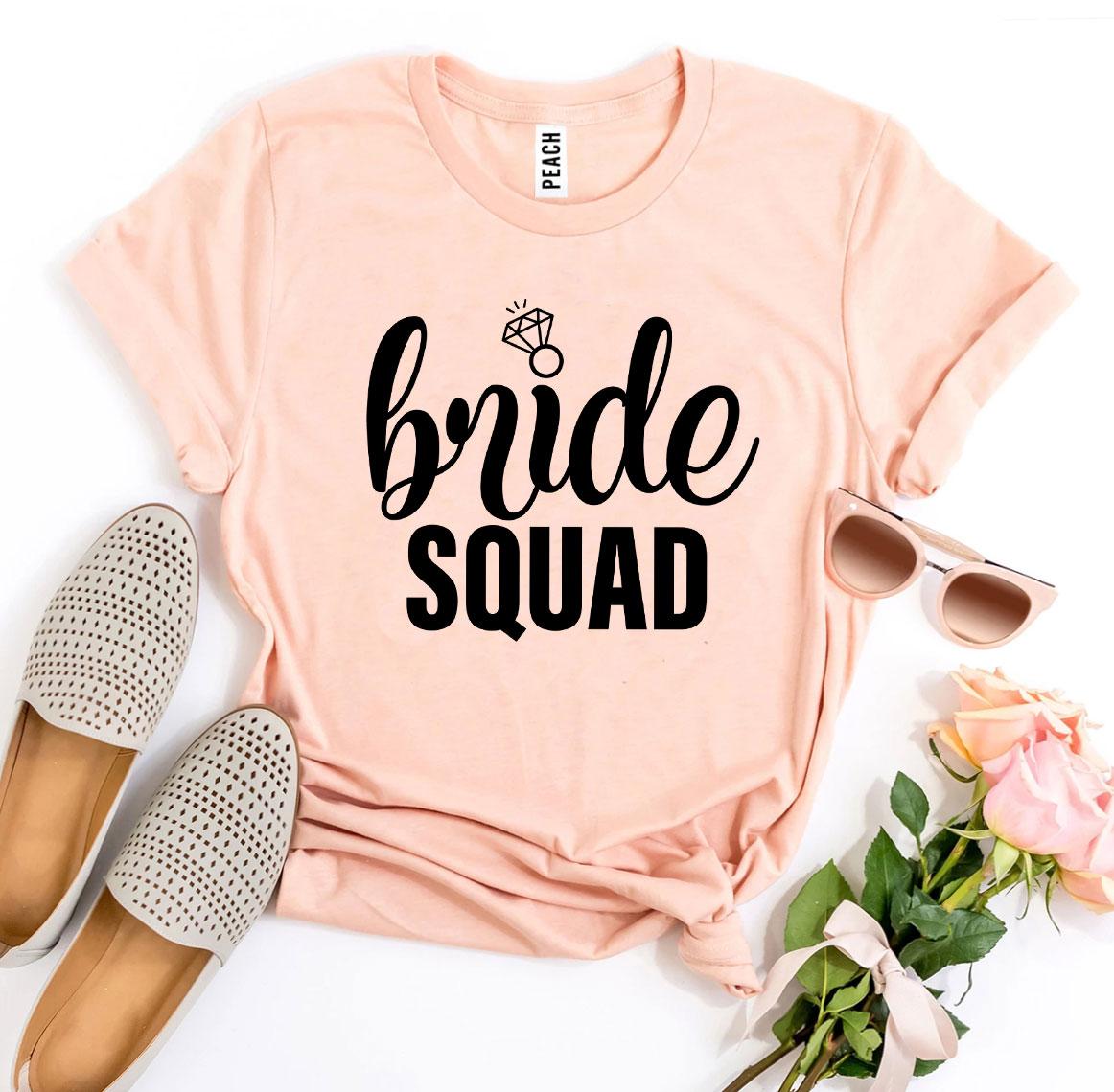 Bride Squad T-shirt made of premium quality cotton, featuring a stylish design perfect for bridal parties.