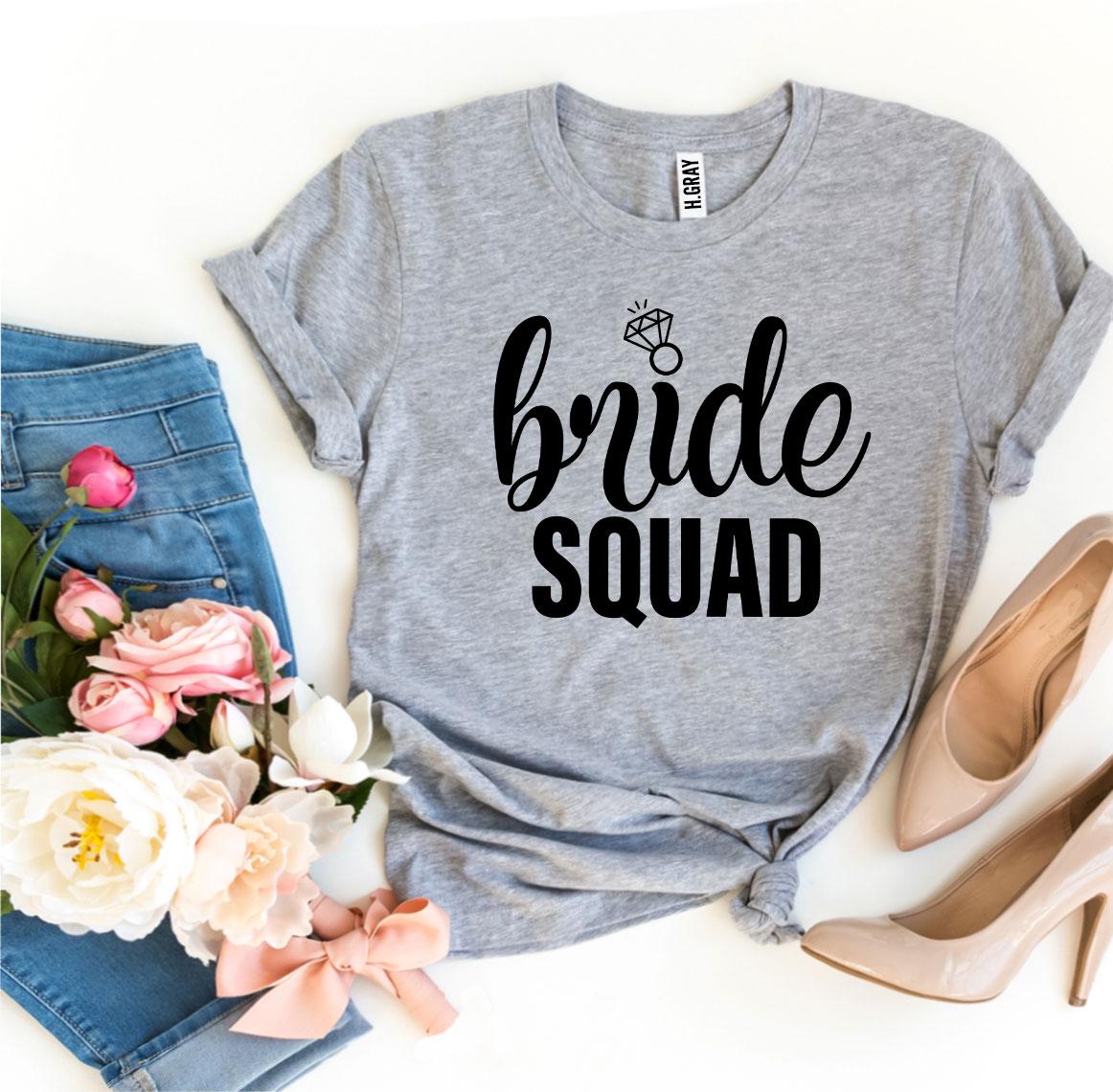 Bride Squad T-shirt made of premium quality cotton, featuring a stylish design perfect for bridal parties.