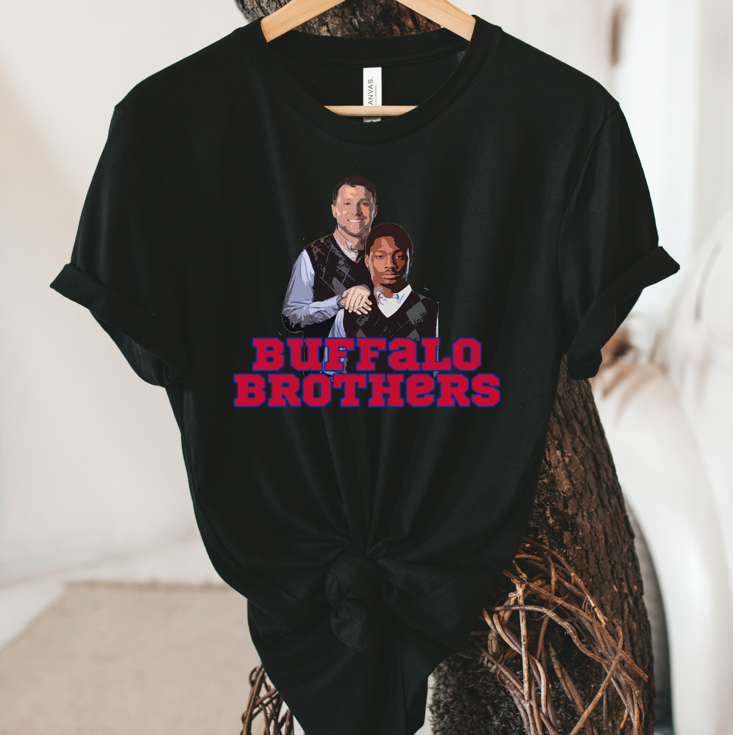 Buffalo Brothers Unisex T-shirt featuring Bills logo, vibrant colors, and soft fabric, perfect for fans.