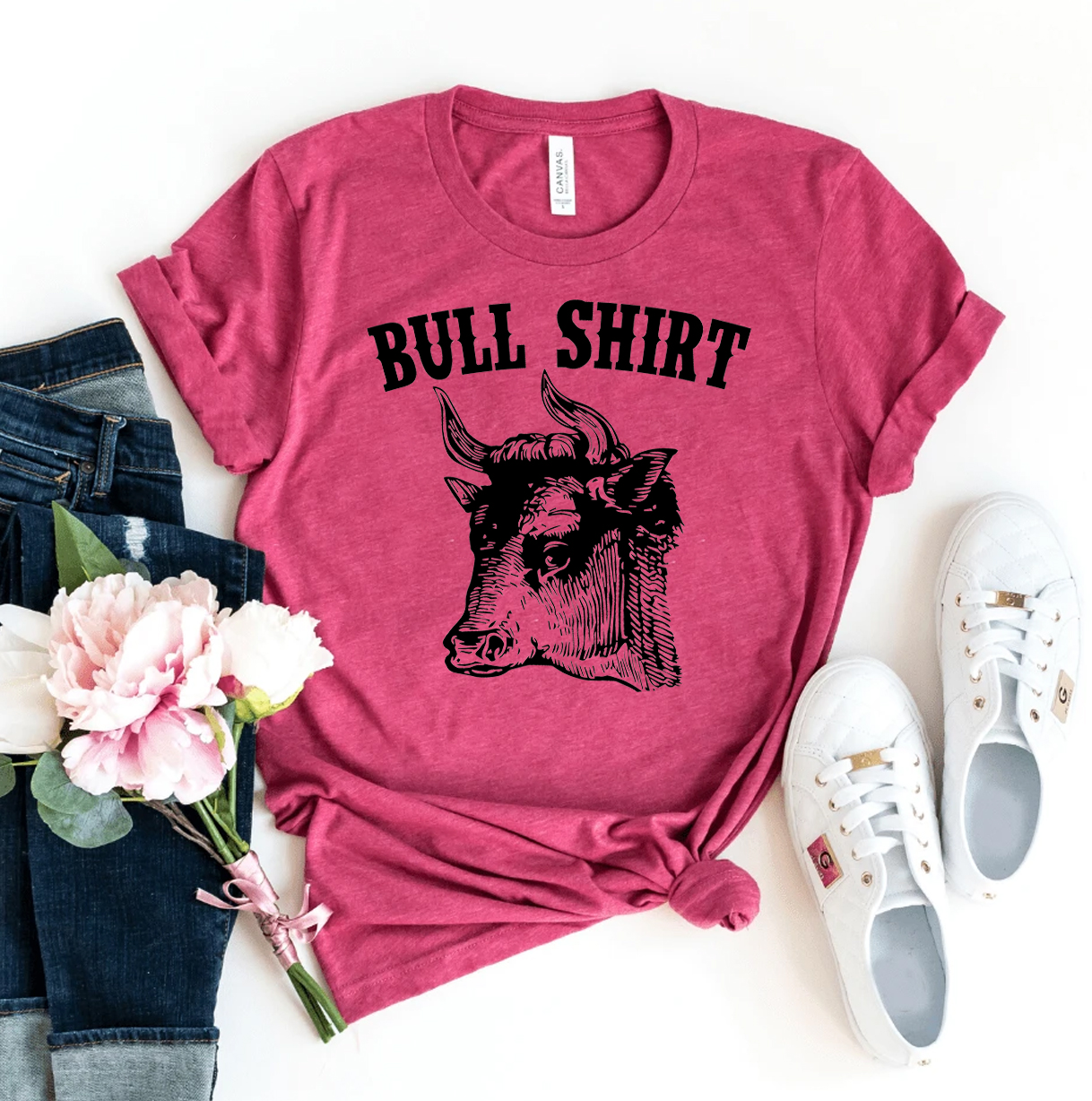 Bull Shirt T-shirt made of premium ring spun cotton with a soft textile flex print design.