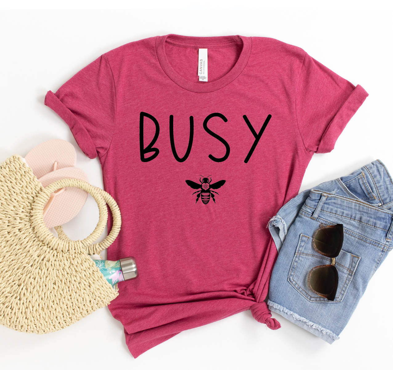 A classic unisex Busy Bee T-shirt made from soft airlume cotton, available in various sizes.