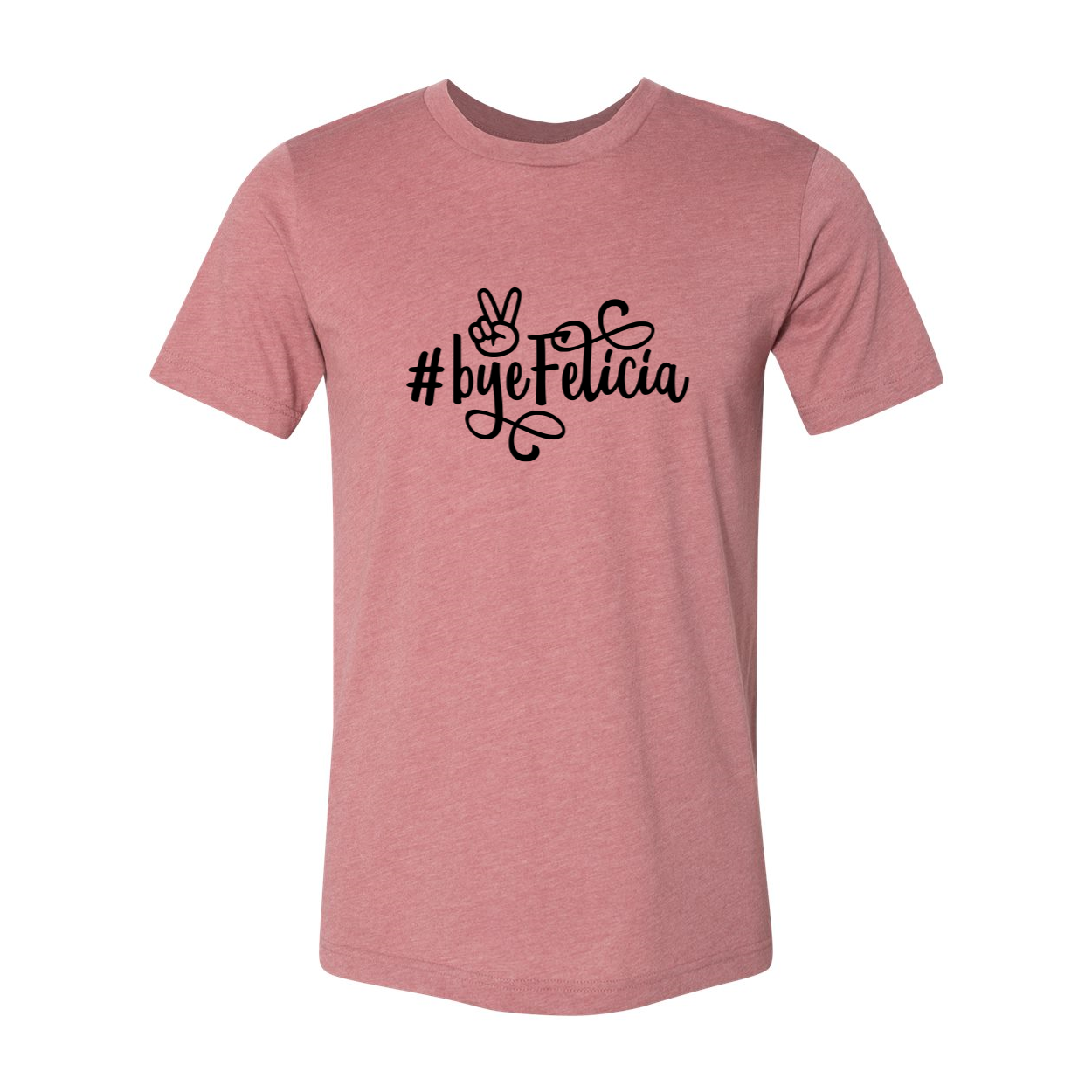 A comfortable unisex Bye Felicia Shirt made from ring spun cotton, featuring a classic crew neck and short sleeves, available in various colors.