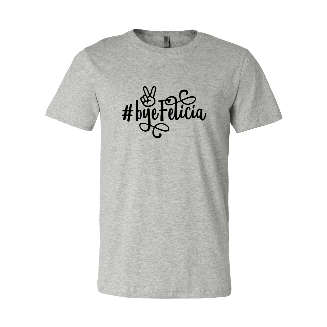 A comfortable unisex Bye Felicia Shirt made from ring spun cotton, featuring a classic crew neck and short sleeves, available in various colors.