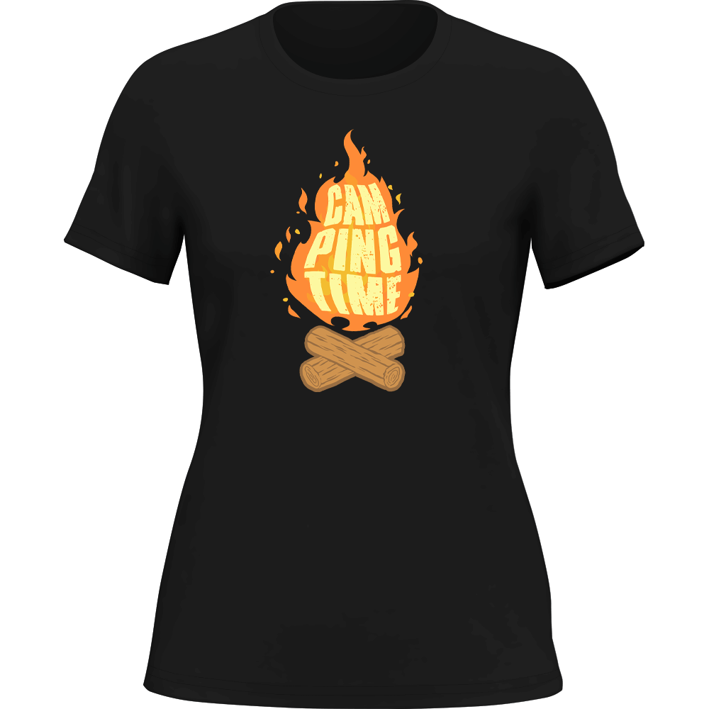 A stylish Camp Fire T-Shirt for Women, featuring a semi-fitted design in soft, comfortable fabric, perfect for casual outings.