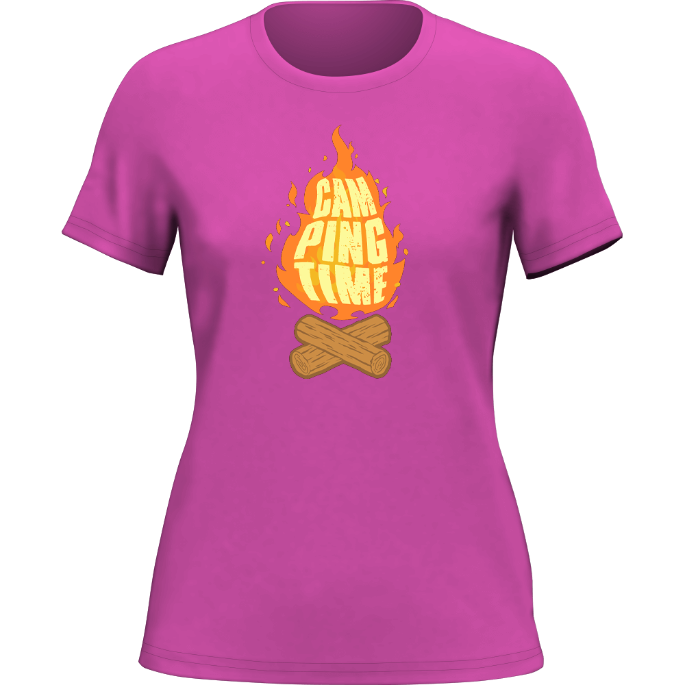 A stylish Camp Fire T-Shirt for Women, featuring a semi-fitted design in soft, comfortable fabric, perfect for casual outings.