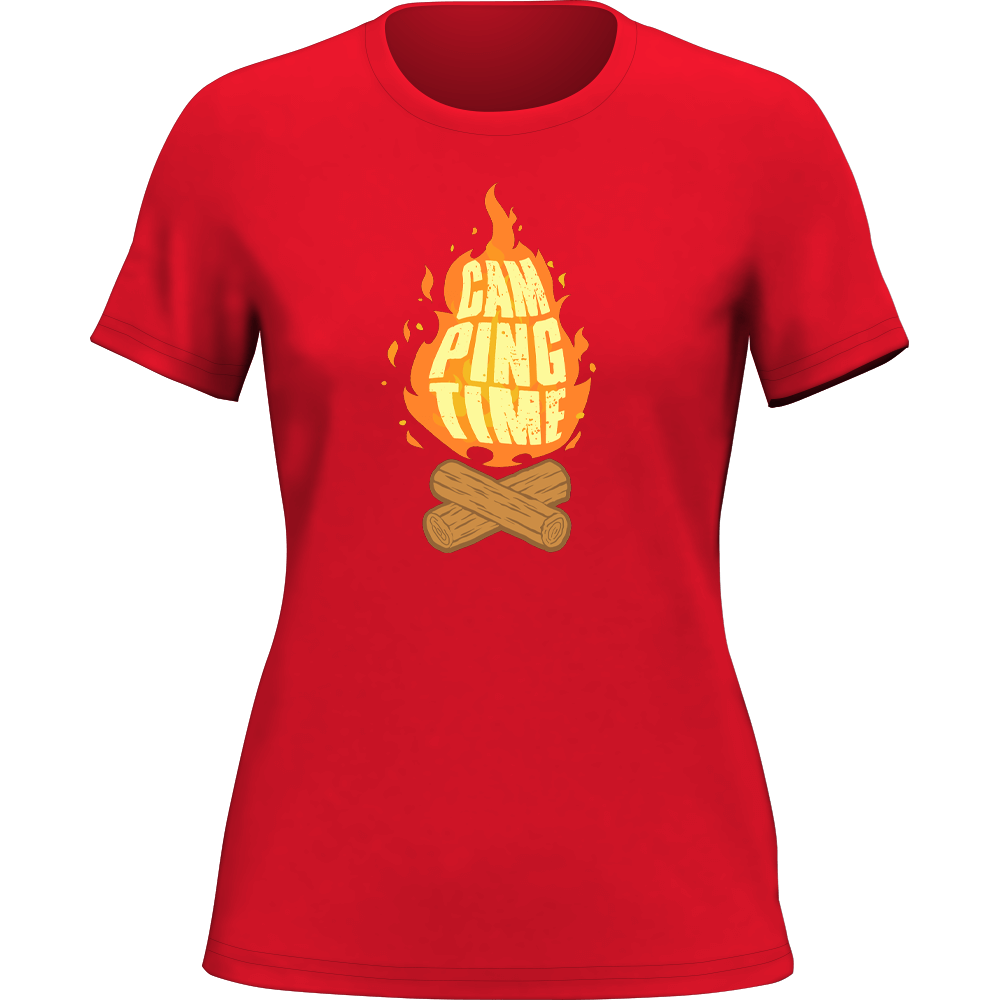 A stylish Camp Fire T-Shirt for Women, featuring a semi-fitted design in soft, comfortable fabric, perfect for casual outings.