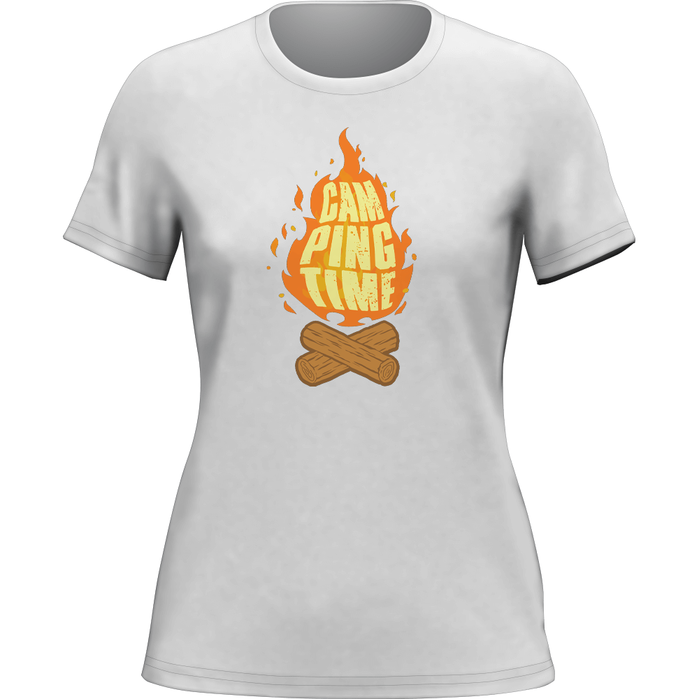 A stylish Camp Fire T-Shirt for Women, featuring a semi-fitted design in soft, comfortable fabric, perfect for casual outings.