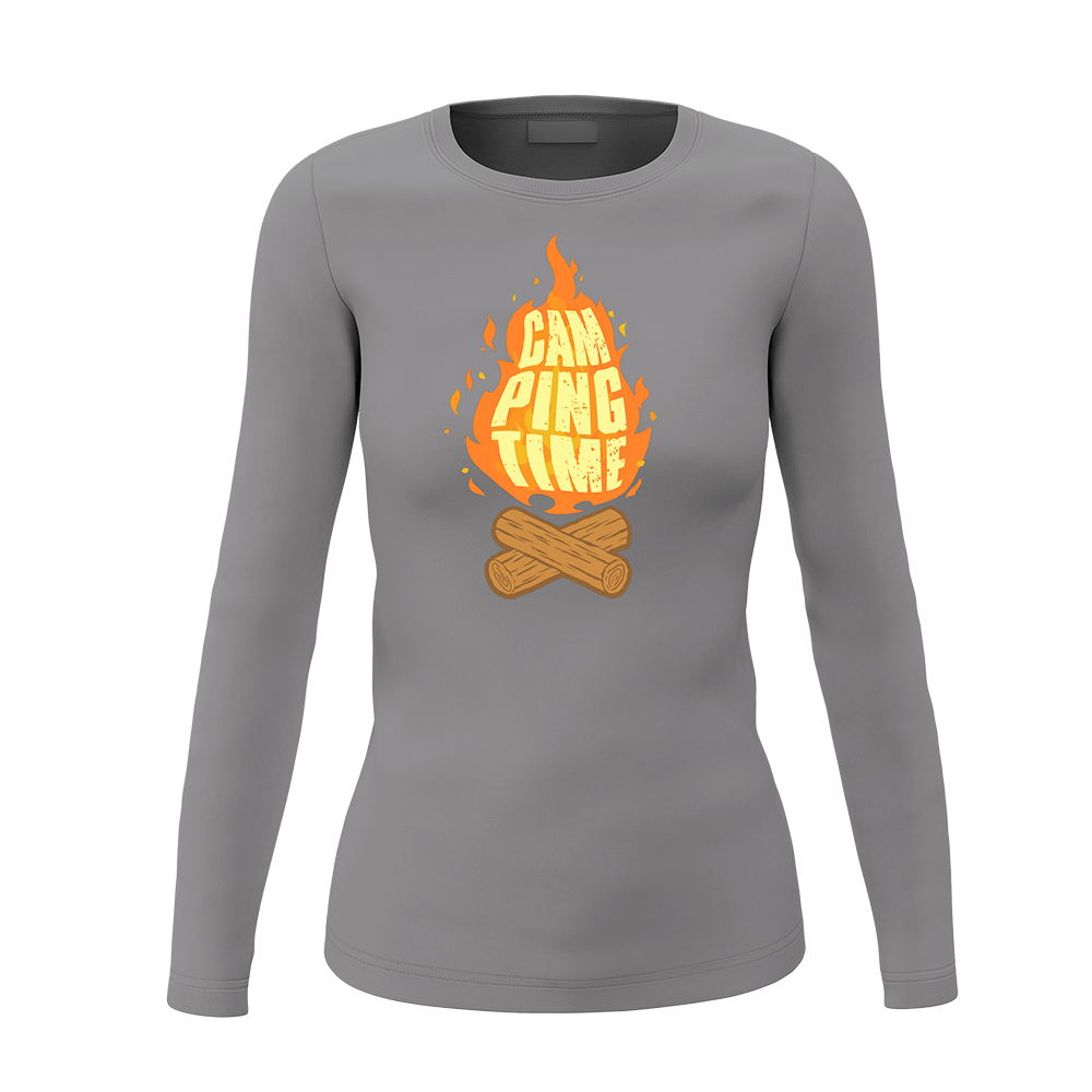 A stylish Camp Fire Women Long Sleeve Shirt featuring a classic midweight fabric and a semi-fitted design, perfect for casual outings.