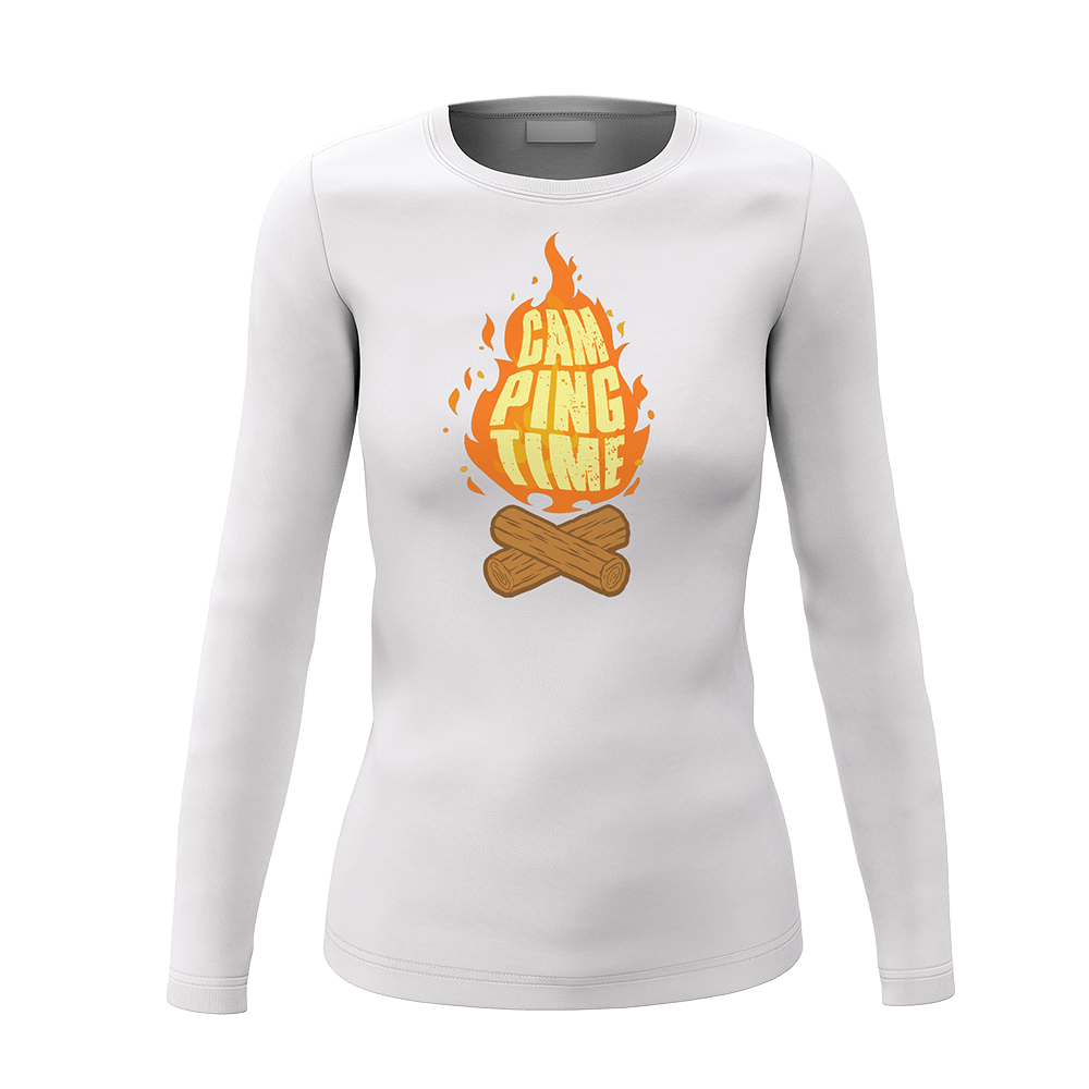 A stylish Camp Fire Women Long Sleeve Shirt featuring a classic midweight fabric and a semi-fitted design, perfect for casual outings.