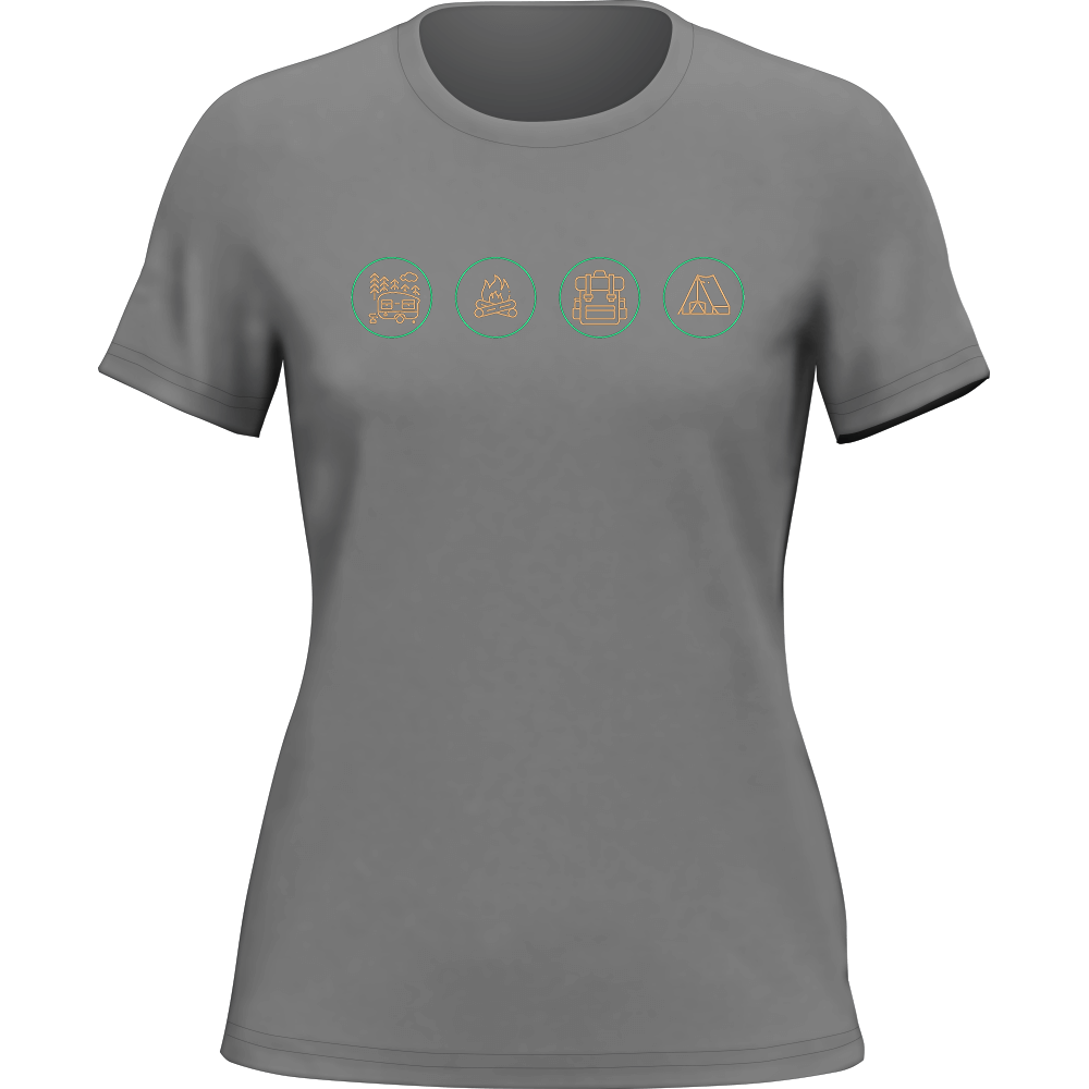 A stylish Camp Life T-Shirt for women, featuring a comfortable fit and outdoor-themed design, perfect for casual wear and camping adventures.