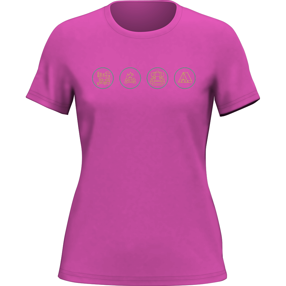 A stylish Camp Life T-Shirt for women, featuring a comfortable fit and outdoor-themed design, perfect for casual wear and camping adventures.