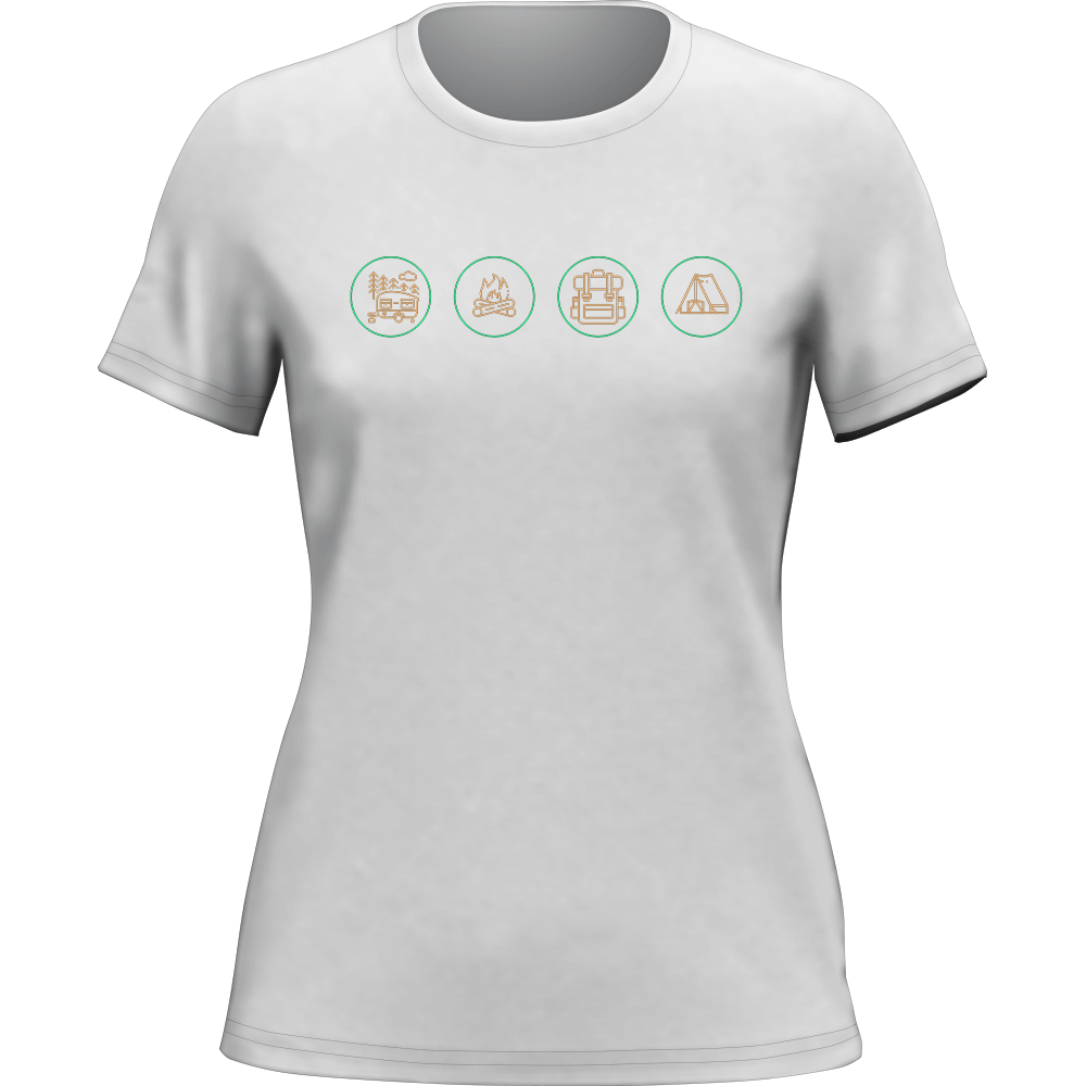 A stylish Camp Life T-Shirt for women, featuring a comfortable fit and outdoor-themed design, perfect for casual wear and camping adventures.